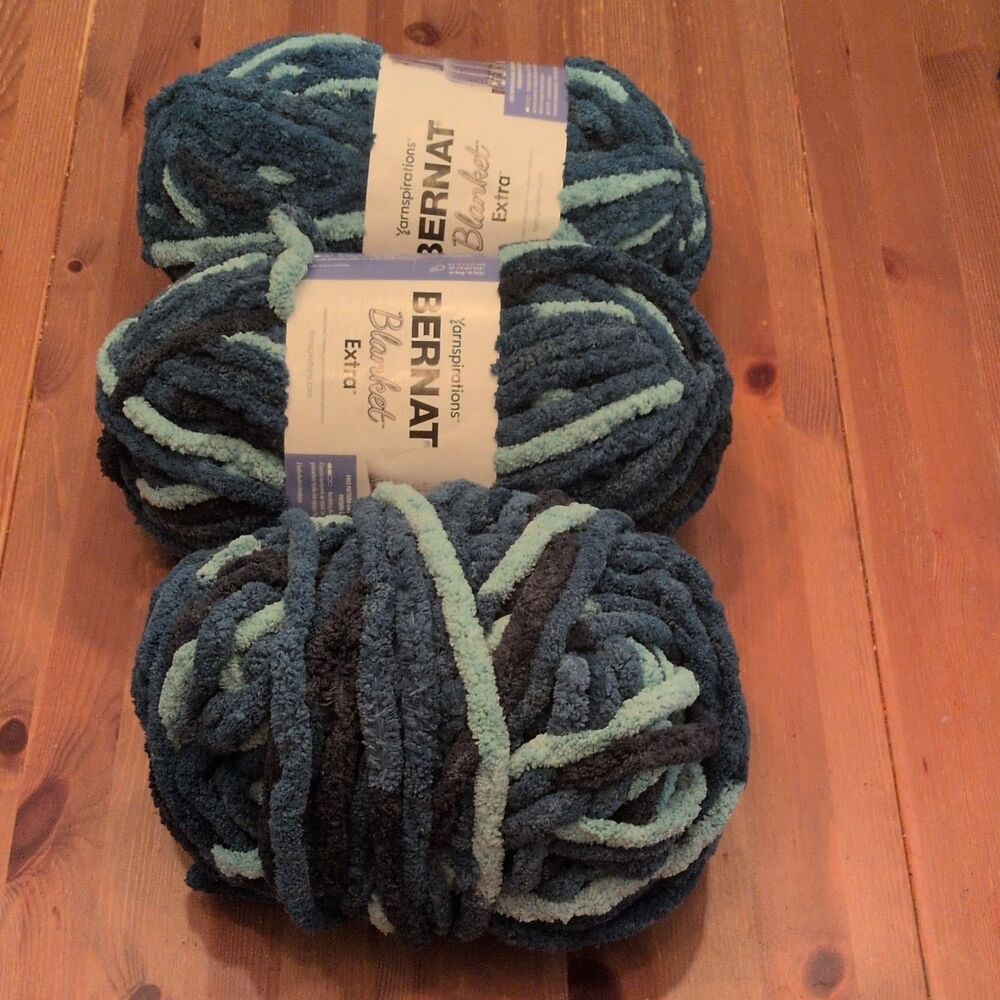 Bernat Blanket Xtra Teal Dreams Yarn - 3 Pack 300g/10.5oz-Polyester- 7 Jumbo ...